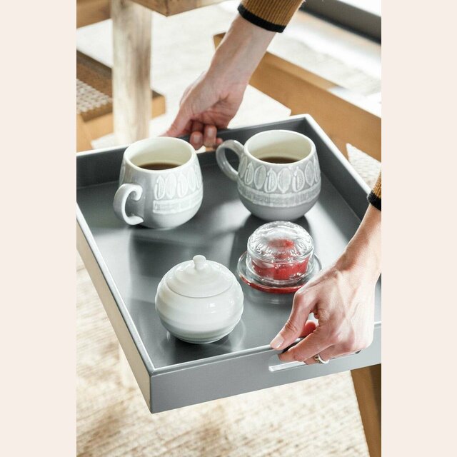 BANDEJA DE MADERA - 46 X 35 CMS - GRIS