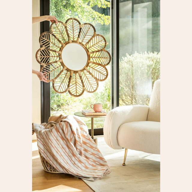 ESPEJO FLOWER - BAMBOO Y RATTAN