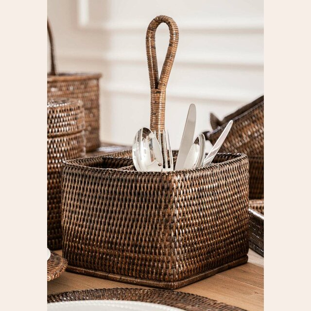 PORTA CONDIMENTOS / CUBIERTOS - RATTAN
