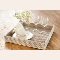 BANDEJA DE RATTAN - WHITE - 40 X 40 CMS