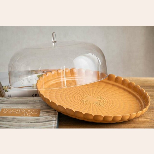 PLATO DE TORTA CON CAMPANA GUZZINI - BEIGE