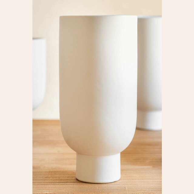VASIJA CERAMICA LISA - WHITE - 13 X 27 CMS