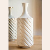 BOTELLA DE CERAMICA TORNEADA OFF WHITE - ALTURA 35 CMS