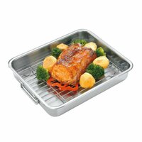 ASADERA ACERO INOX CON PARRILLA TRAMONTINA - 35 X 29 CMS