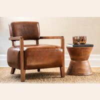 BUTACA WOOLY - WALNUT Y CUERO ITALIANO ENVEJECIDO