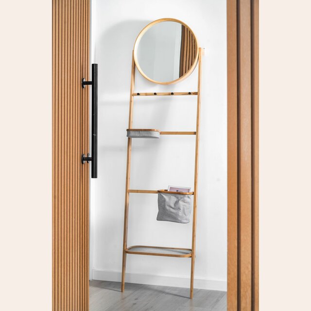 DESPOJADOR / TOALLERO ESCALERA CON ESPEJO - BAMBOO - GUDEE