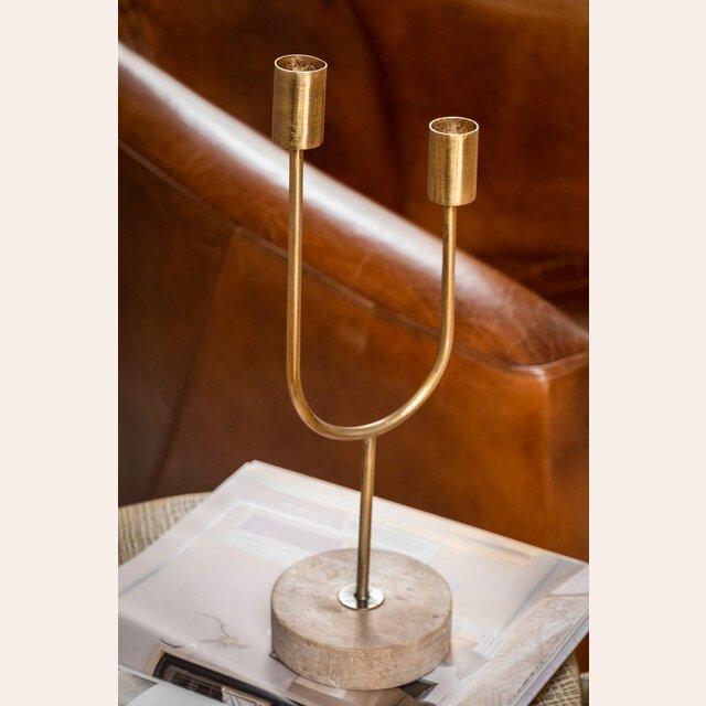 CANDELABRO 2 VELAS - BASE MARMOL