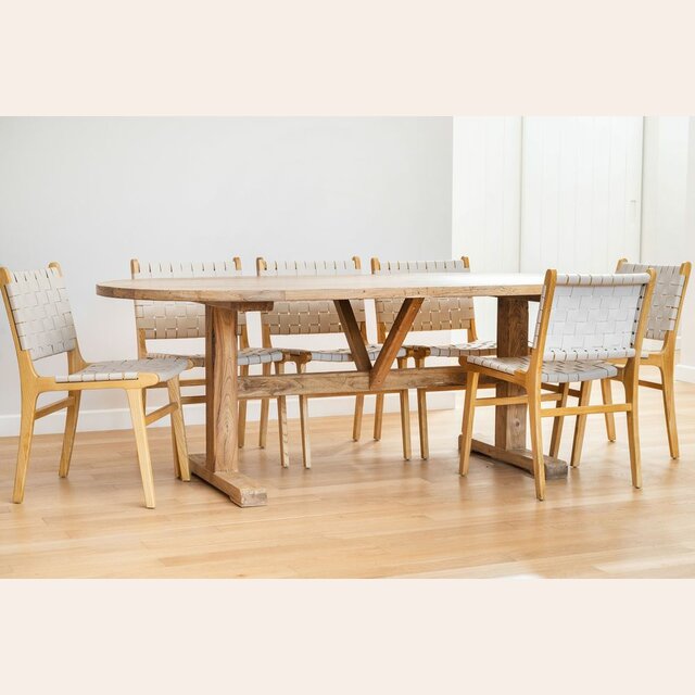 MESA COMEDOR OVAL - OLMO NATURAL - 2.20 X 1.05 MTS