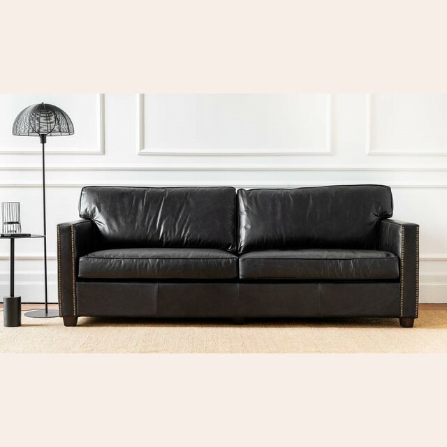 SILLON CUERO ITALIANO NEGRO - 3 CUERPOS