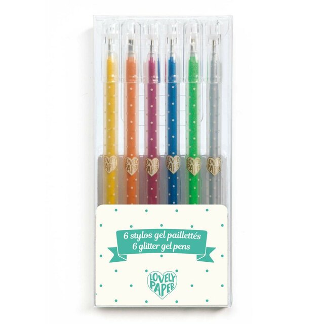 SET DE 6 LAPICERAS CON TINTA EN GEL Y GLITTER.