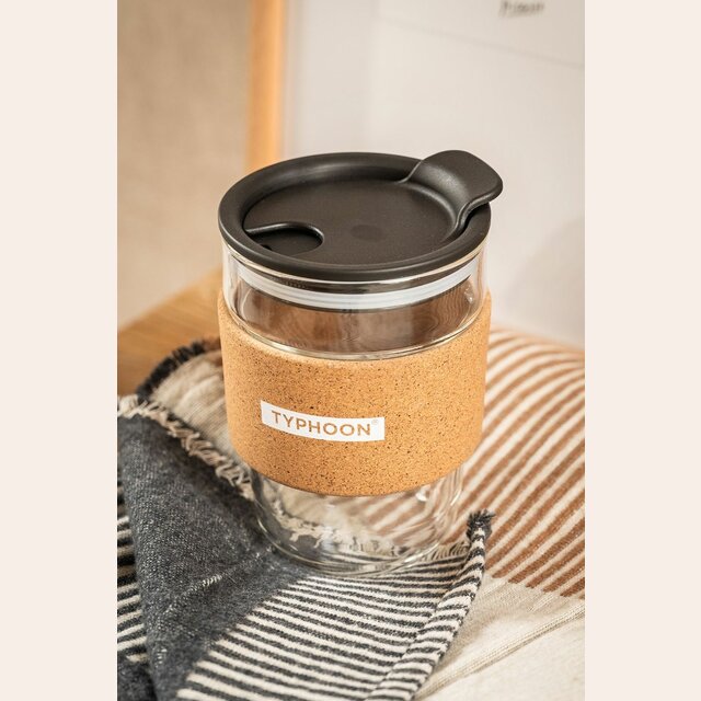 JARRO MUG DE VIDRIO CON TAPA TYPHOON - 350 ML