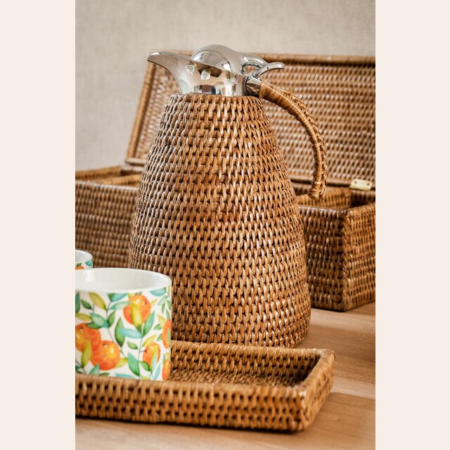 JARRA TERMICA - ACERO INOX Y RATTAN