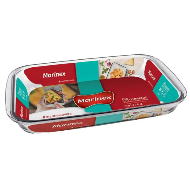 FUENTE DE VIDRIO RECTANGULAR MARINEX - 40 X 23 CM
