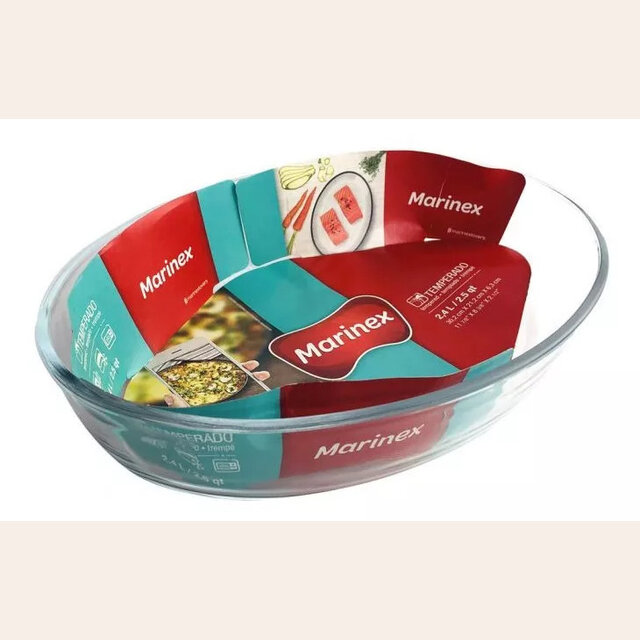 FUENTE DE VIDRIO OVAL MARINEX - 30 X 21 CM