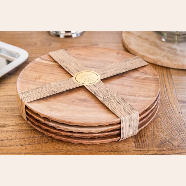 SET 4 PLATOS DE MADERA - ACACIA