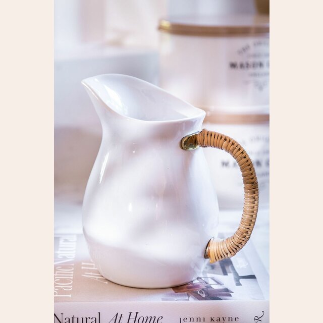 JARRA CERAMICA Y RATTAN
