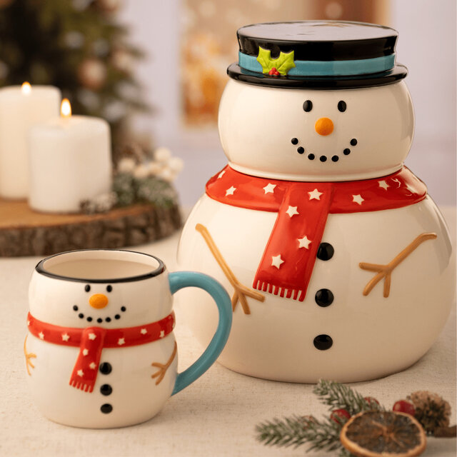 RECIPIENTE PARA GALLETITAS MUÑECO DE NIEVE - PRICE & KENSINGTON