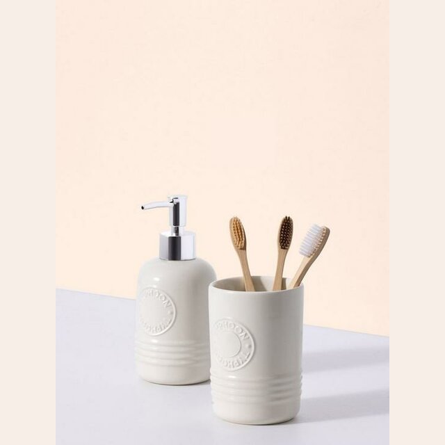 SET DE DISPENSADOR Y VASO - TYPHOON CREMA