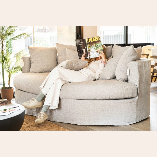 SILLON LUNA - OVAL - LINO GRIS MEDIO