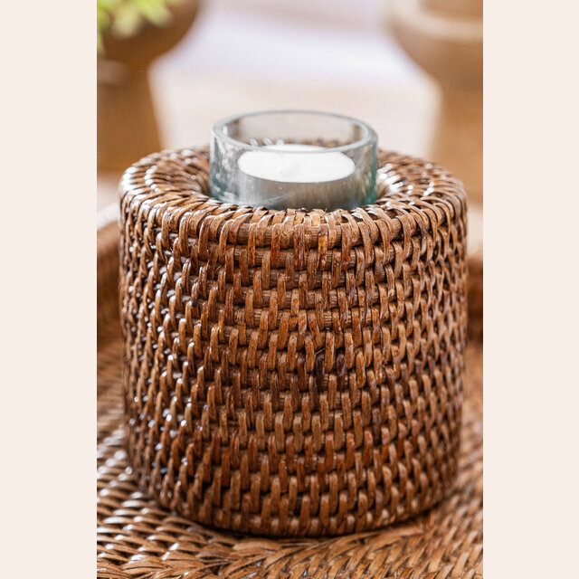PORTAVELAS RATTAN CILINDRICO