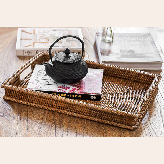 BANDEJA DE RATTAN RECTANGULAR - 45 X 30 CMS