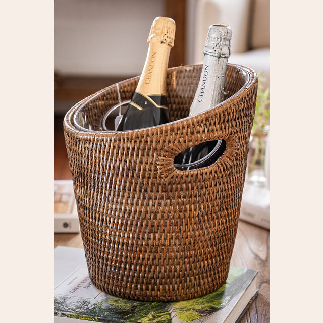 CHAMPAGNERA ACRILICO Y RATTAN 
