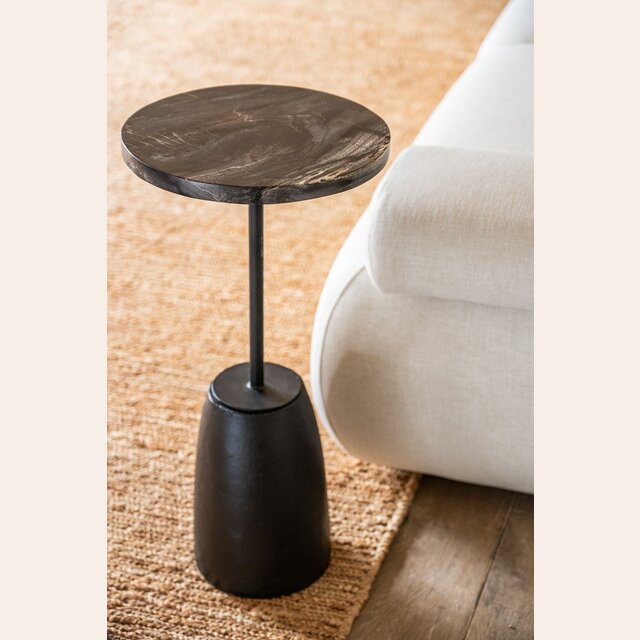 MESA PETRIFICADA BLACK  - BASE CEMENTO - 32 CMS