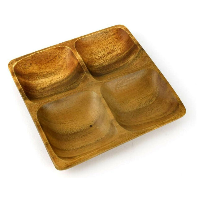 COPETINERO DE MADERA DE ACACIA - 4 DIVISIONES