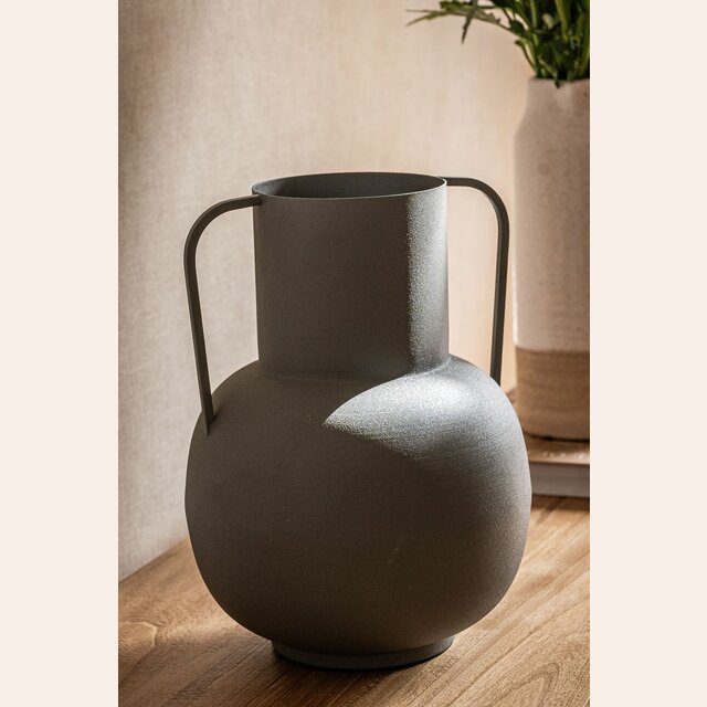 VASIJA METAL GRIS - 26 CMS