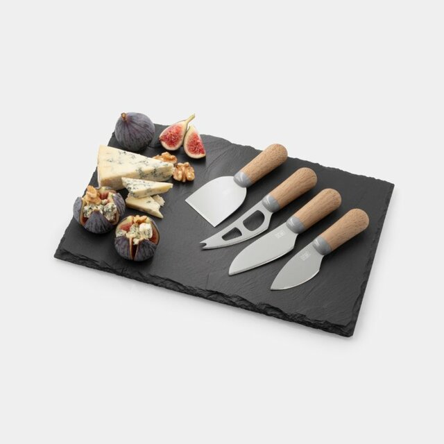 SET TABLA Y 4 CUCHILLOS DE QUESO TAYLORS BROOKLYN ACACIA