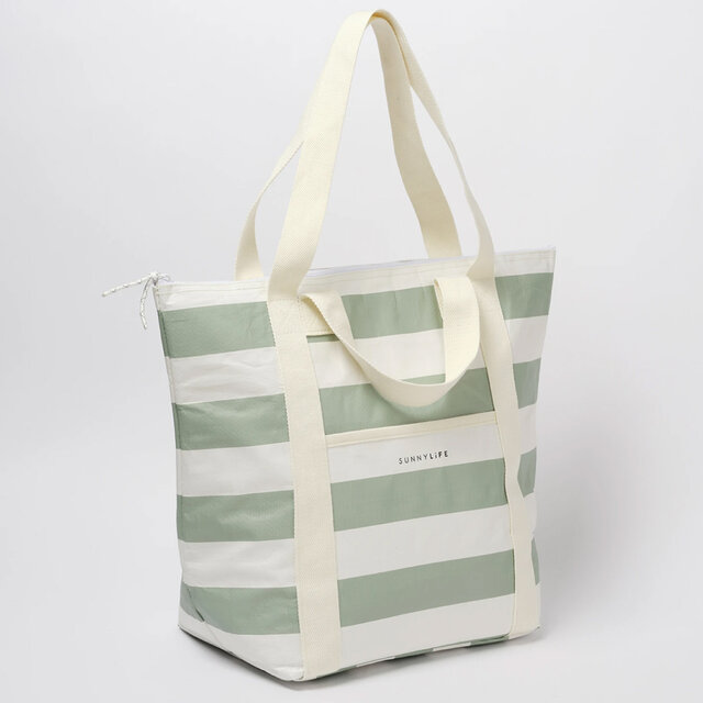 BOLSO TERMICO DE PLAYA - RAYAS VERDES - SUNNY LIFE