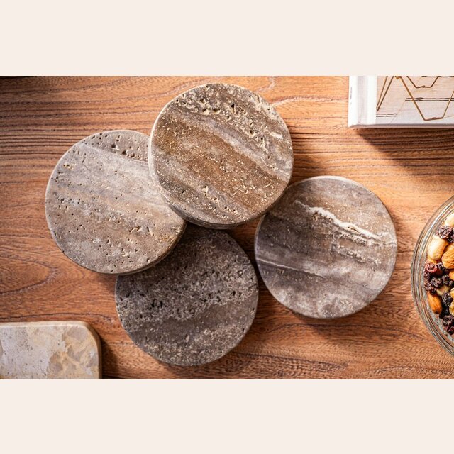 SET DE 4 POSAVASOS TRAVERTINO GREY