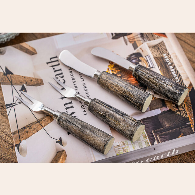 SET 4 PIEZAS COPETIN MANGO HUESO