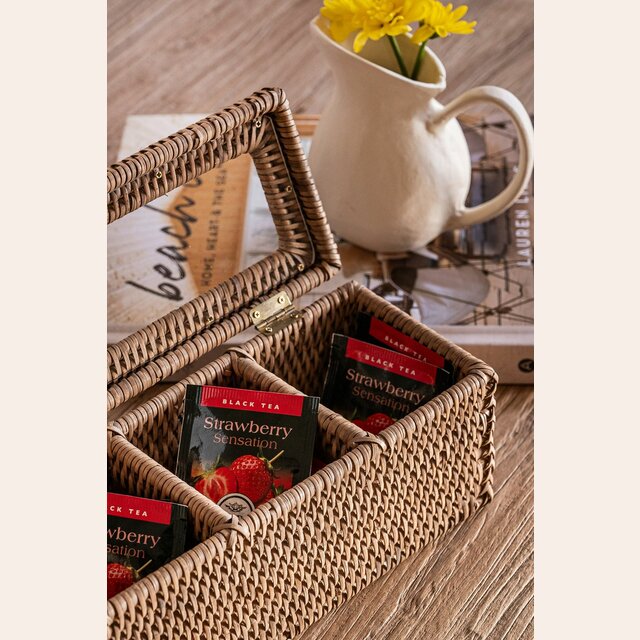 CAJA DE TE RATTAN - CON VISOR NUDE