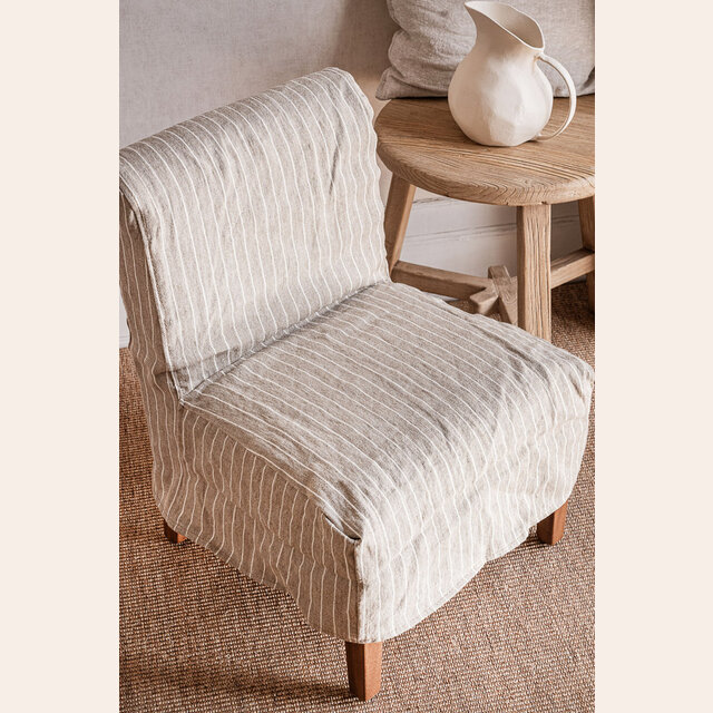 SILLA SOHO - LINO ALTO GRAMAJE RAYADO BEIGE