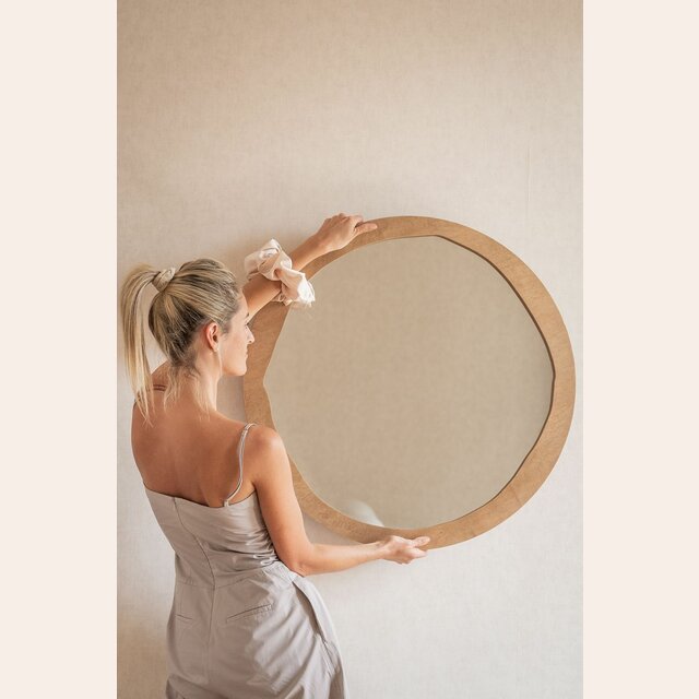 ESPEJO REDONDO IRREGULAR NATURAL - 75 CMS