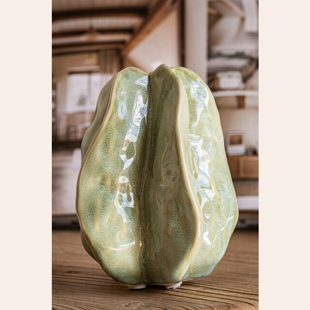 VASIJA DE CERAMICA PETALOS - AGUAMARINA