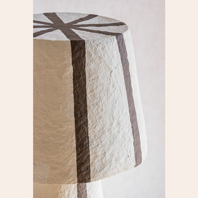 LAMPARA JARRON - PAPEL MACHE - RAYAS 