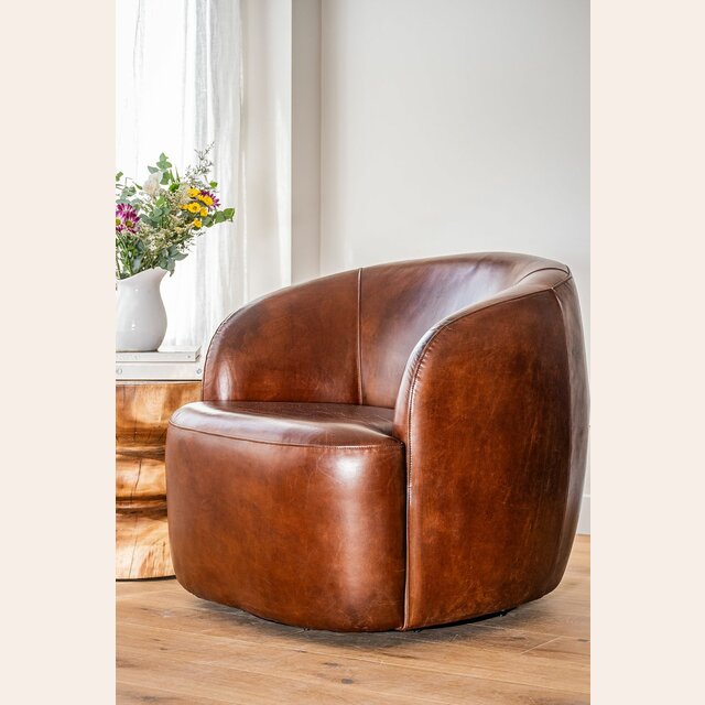 BUTACA GIRATORIA - CUERO ITALIANO HABANO