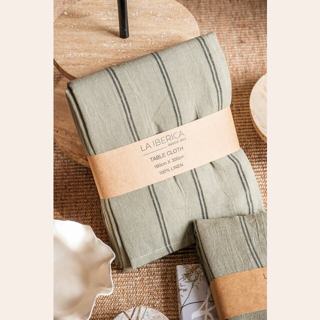 MANTEL 100% LINO NATURAL OLIVE - 1.60 X 3.00 MTS