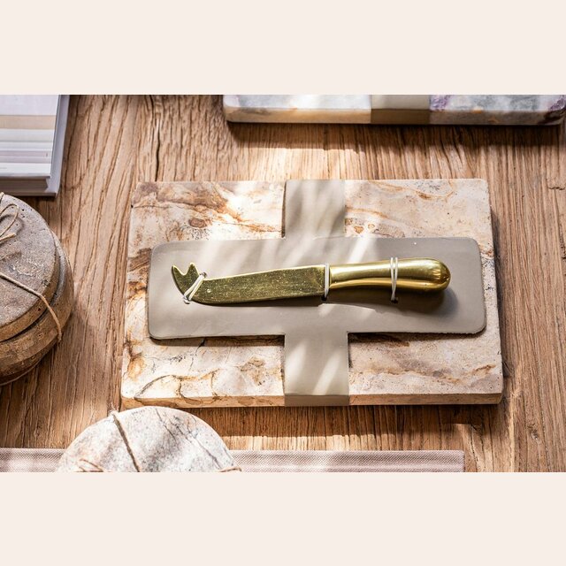 TABLA DE MARMOL CON CUCHILLO DE QUESO